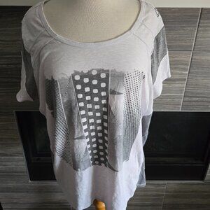 GO ActiveZone Performance Graphic T-Shirt Gray White Mesh Athletic Tee 2X EUC